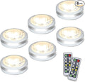 Starxing Puck Lights with Remote, Battery Operated Under Cabinet Lighting, Led Tap Light with Remote Control, Locker Light Closet Light, 4000K Natural White (6PK)