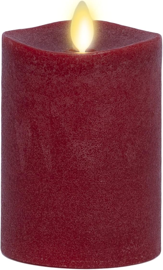 Luminara - Flameless LED Battery Operated Flickering Pillar Candles - Red - Pack of 1-3x4.5 - Realistic Moving Flame Real Wax Indoor/Outdoor Decor