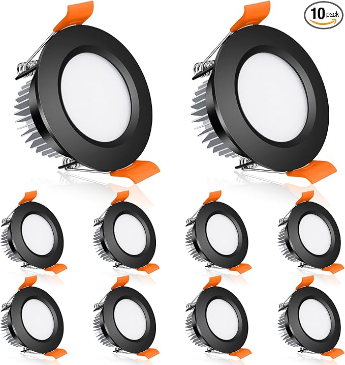 inShareplus 2 Inch LED Recessed Lighting, Black Downlight Dimmable 3W (35W Equivalent), 3000K Warm White, CRI80, Recessed Light Fixtures with LED Driver (10 Pack