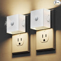 DORESshop LED Night Lights Plug into Wall [2 Pack], Motion Sensor Night Light Brightness Adjustable Motion Activated Nightlight with Dusk to Dawn for Bedroom, Bathroom, Hallway, 3000K, White