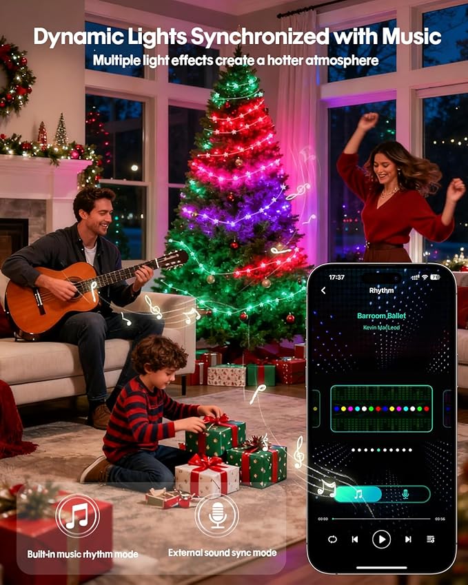 Smart Star Fairy Lights 16.4Ft, 16M Color Changing String Lights with Remote & APP Control, Music Sync, Timer, RGB DIY Colored Twinkle Lights Hanging for Indoor Bedroom Party Christmas Decor