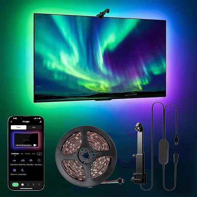 Lumina Pro Tv Immersion Kit,TV Backlight LED 16.4ft - TV Backlight Sync to Screen PC Monitor for 55-65 inch Screens,RGB LED Strip Lights Cuttable with Smart App Control,Game & Music Sync (13Ft)
