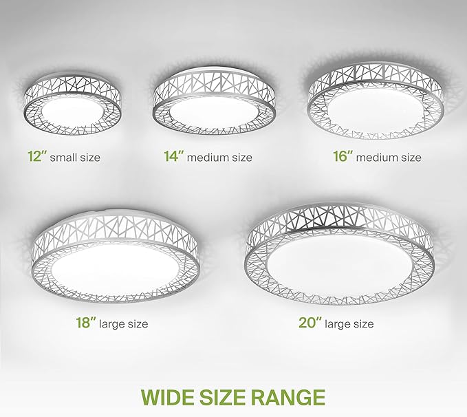 ASD 16 Inch LED Flush Mount Ceiling Light Fixture for Bedroom, 28W 1752LM 5CCT 2700K-5000K, Triac Dimmable Lights, Dining, Living Room, Kitchen Lamps, Modern Home Lighting Fixtures, Nickel, ETL