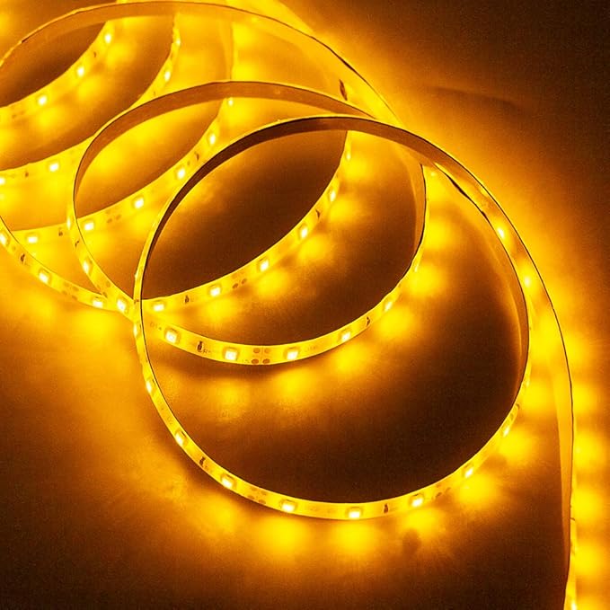 Water-Resistance IP65, 12V Waterproof Flexible LED Strip Light, 16.4ft/5m Cuttable LED Light Strips, 300 Units 3528 LEDs Lighting String, LED Tape(Orange) Power Adapter not Included
