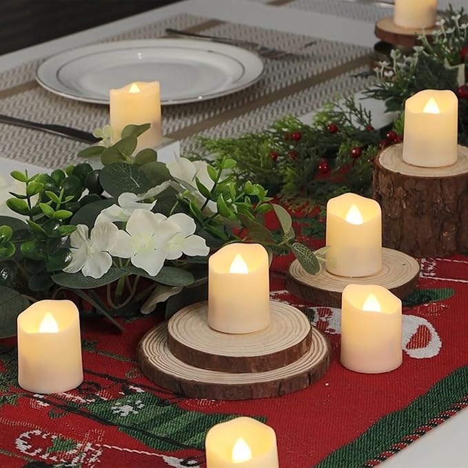 Rechargeable Flameless Tea Lights Candles with Timer & Remote, 12pcs Flickering LED Votive Candles with 2 USB Charging Cables, Warm White Light Electric Fake Candle for Home, Halloween Xmas Decor