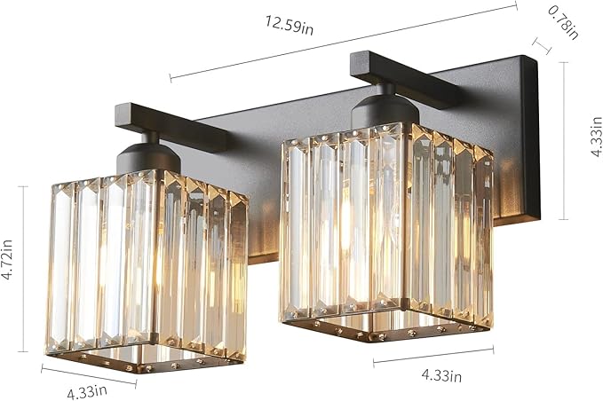 19.5" KnurledBrassWallSconcesSetof2,BronzeBathroomVanityLightFixtureswithWaterRipplesGlassTube,ModernLampforBedroom,LivingRoom,Hallway,Staise,Mirror,Kitchen