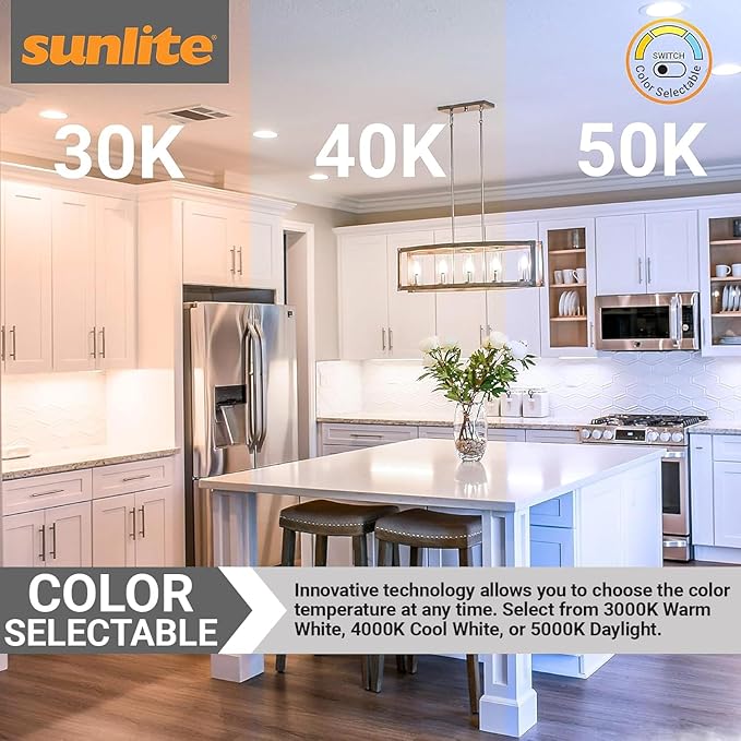 Sunlite LED Under Cabinet Lighting Plug in 46 Inch Linkable Under Counter Lights for Kitchen 16 Watts, 120 Volts, 1600 Lumens, Adjustable 3 CCT 3000K-5000K, 50,000 Hour Lifespan, ETL Listed LED Light