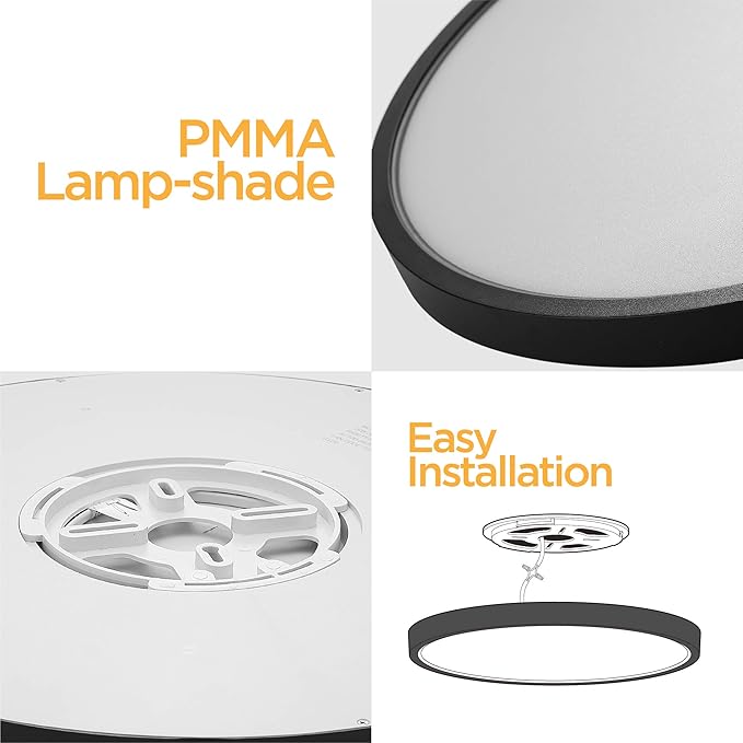 TALOYA Surface Mount LED Ceiling Light 15.8 Inch-2 Pack Black Shell, Equivalent to Traditional 240W Bulb Light for Kitchen Bedroom Utility Closet Room,5 in 1(3000k/3500k/4000k/5000k/6500k)