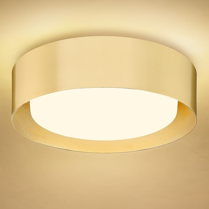 AUTELO Gold Flush Mount Ceiling Light, 16" 5CCT Ceiling Light with Frosted Glass in Gold Finish for Bedroom, C3336-40 BRZ LED