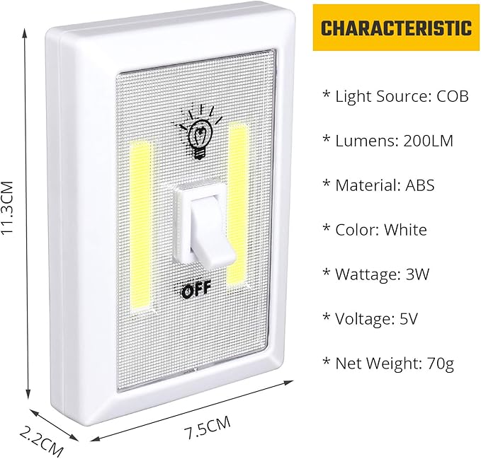 Closet Light, Battery Operated Tap Light, Super Bright Switchlight, Stick On Light Wall Mount Under Cabinet Lighting, Push Night Light for Cupboard, Shed, Basements(4 Pack)