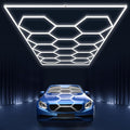 Garage Lights Hexagon led Lights DIY Ceiling LED Shop Light 91630LM for Basement Warehouse Workshop Barbershop Car Care Wash Room Auto Beauty Gym Exhibition Hall 14 Grids with Rectangle Frame 6500K