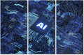 Wall Art for Living Room Artificial Intelligence Concept Canvas Wall Art Computer Processors CPU Wall Art Chip Posters & Prints 3 Panels Modern Artwork Ready to Hang for Bedroom Office 60"Wx40"H
