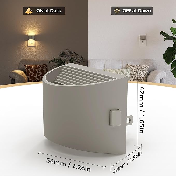 DORESshop LED Night Light[4 Pack], Night Lights Plug into Wall, 3 Level Brightness Adjustable Plug in Night Light, Dusk to Dawn Sensor Nightlights for Adults, Bedroom, Hallway, 3000K, Gray Cover