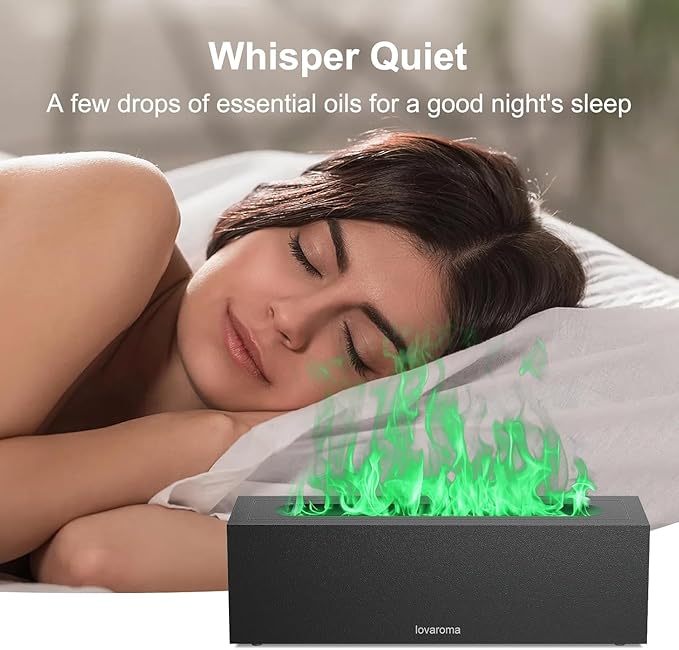 Flame Diffuser for Essential Oils - 200ml Ultrasonic Aroma Diffusers with 7 Color Flame Light Aromatherapy Diffuser & Cool Mist Humidifier for Home, Office, Bedroom, Type-c Cable, Auto-Off Protection