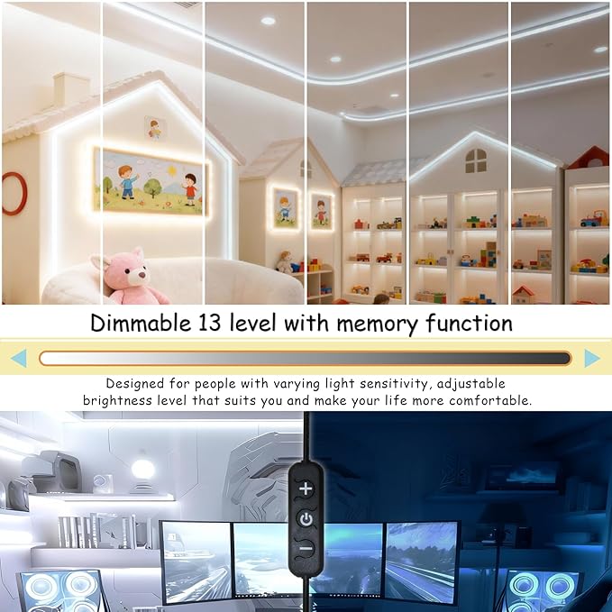 5 Set 10 FT White Led Strip Lights for Bedroom Dimmable 50 FT 900 LEDs Rope Light Flexible Super Bright White Tape Lights for Ceiling Room Home Decor Luces LEDs