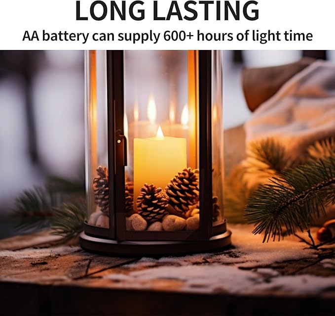 3x4 Flameless Candles Set of 1, 2AA Battery Life 600 Hours Battery Candles Flickering with Timer, 4 inch Flameless Candles with Remote for Indoor/Outdoor, White
