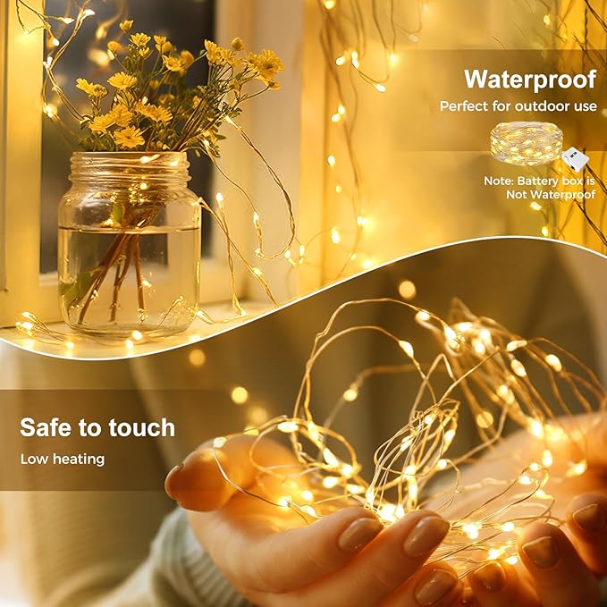 kolpop 12 Pack LED Fairy Lights Battery Operated with 3 Modes, Mini Twinkle String Lights Battery Powered Waterproof for Christmas Mason Jars Party