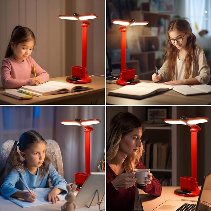 VAVOFO Wireless LED Desk Lamp 6785-Touch Control, 2700-7000K Adjustable Color Temperature, 700 Lumens, Dual-Head Design, Pen Holder, USB-C Charging, 2400mAh Battery, 2.5hrs Wireless Use