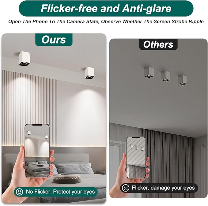 OKELI White Modern LED Dimmable Ceiling Light Fixtures for Hallway Kitchen Entryway, 20W 1300LM 2700K-6000K Flush Mount Close to Lighting, Cuboidal Ceiling-Lamps 3pack