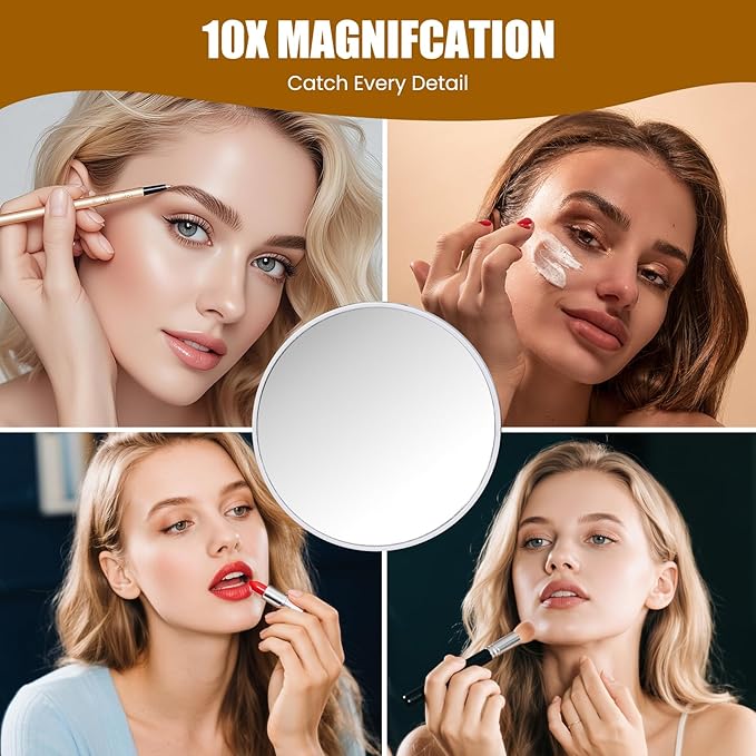Vanity Mirror with Lights, 23"×18" Large Hollywood Makeup Mirror with 15 Dimmable Bulbs, 3-Color Lighting, Dimmable, 10x Magnification, Desk Mirror, Bedroom (White)