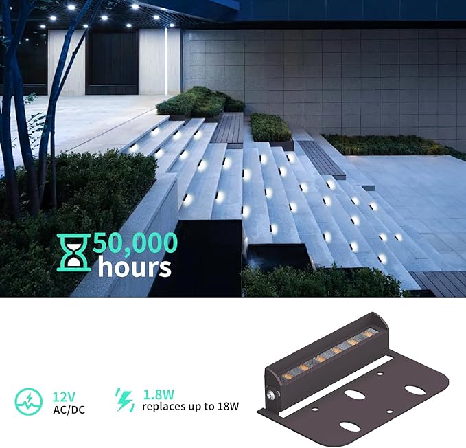 8 Packs 4inch LED 1.8W Hardscape Lighting,12V AC/DC Low Voltage Retaining Wall Light Paver Lighting,5000K Daylight White Outdoor Step Light,50,000 Hours Lifespan