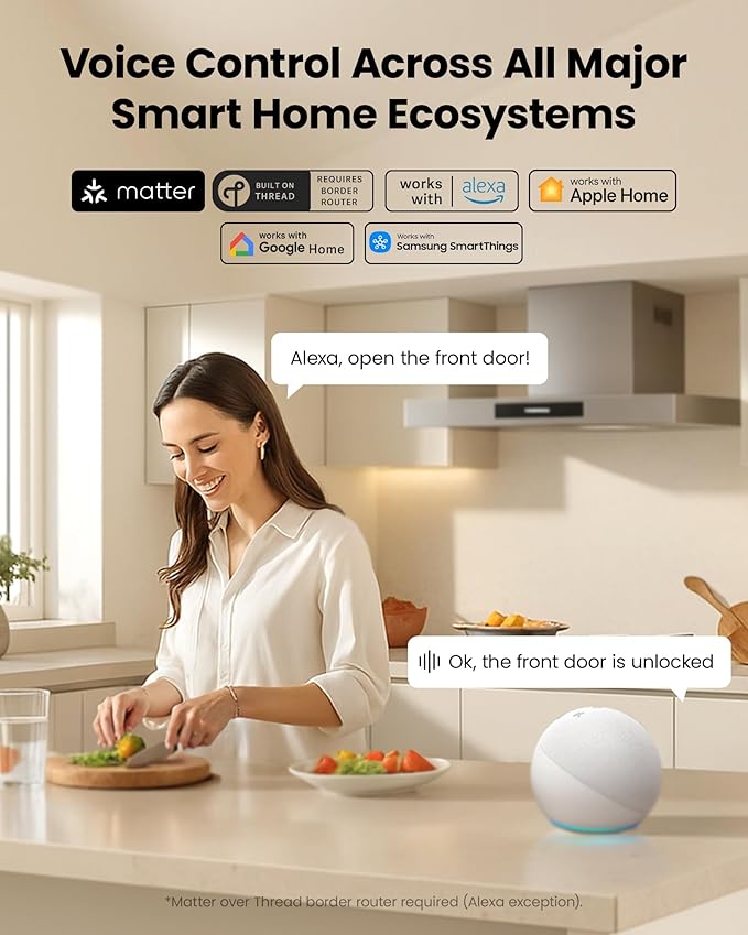 Lockin Veno Smart Deadbolt Lock with Dual Swappable Batteries for 14-Month Extended Power, Palm Vein & Fingerprint Keyless Entry, Built-in Wi-Fi, Doorbell, App Remote Control, IP65 Waterproof