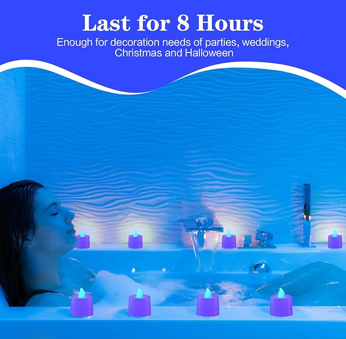 KOABY 25 Pack Flameless Votive Candles, Last 8H+, Blue Light, No Timer No Flickering