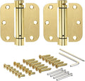 Houseables Self Closing Door Hinges, Spring Hinge Door Closer, Spring Loaded, Auto Close, 3.5 Inch, Automatic Closer, Auto Shut, Interior, Garage, Exterior, Adjustable Tension, 5/8 Radius, Brass, 2 PK
