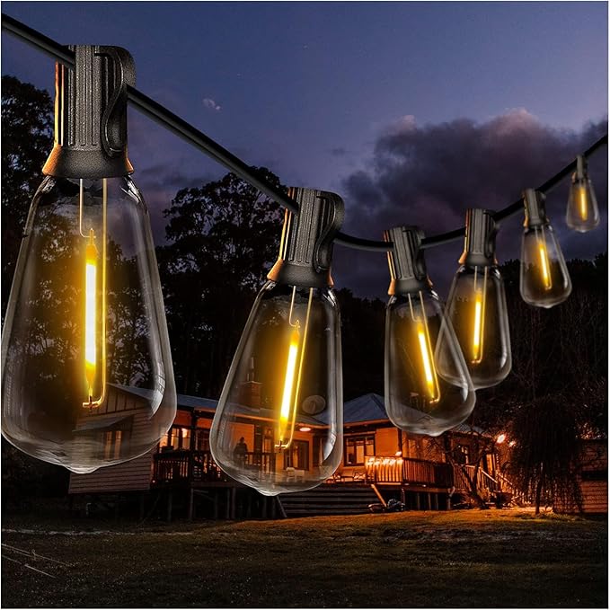 DAYBETTER 150FT Outdoor String Lights Waterproof 75 pcs Warm White LED Bulbs 2700K for Patio, Yard, Garden & Holiday Decor Durable Weatherproof Lights for Parties, Weddings, Backyard Lighting