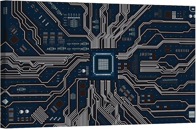 CPU Concept Canvas Wall Art Integrated Communication Processor Posters and Prints Bathroom Decor Wall Art 5 Panel Circuit Board Bedroom Poster Artwork Print on Canvas Framed Ready to Hang 24x36 INCH