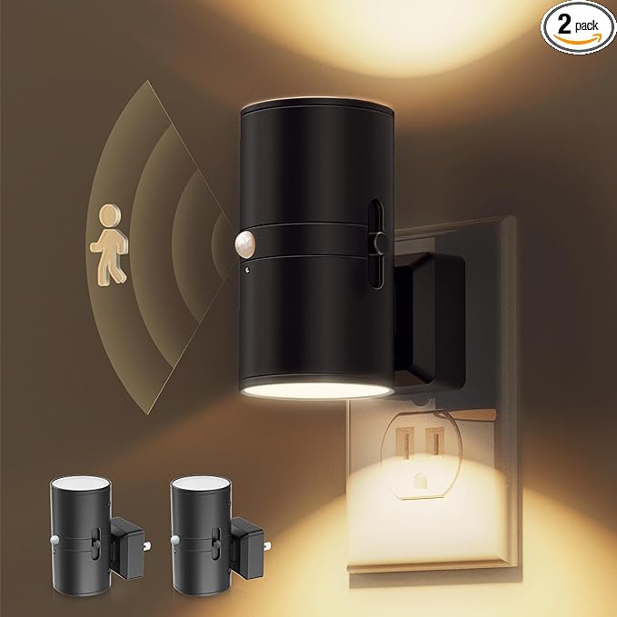 L LOHAS LED Motion Sensor Night Light Plug in, Motion Activated Night Light, 0-100LM Dimmable, 3000K Soft White, Motion Sensor Light Indoor for Bathroom Hallway Bedroom Stairway Kids Elderly, 2 Pack