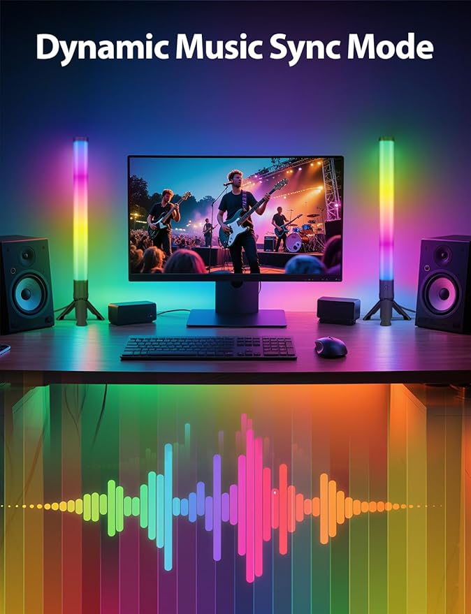 DAYBETTER 360° Smart LED Light Bars, RGB Light Bars with 16 Million Colors, Smart Gaming Lights with Music Sync and Scene Modes, 3 Modes Control, Mood Lighting, Gaming Light Bar for Room, TV, Monitor