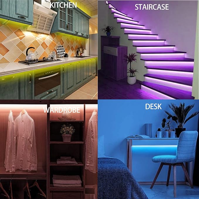 Motion Activated Under Bed Lights,9.8ft Motion Sensor LED Light Strip with Remote Control,5050 RGB LED Night Lights with Automatic Shut Off Timer for Indoor,Bed,Wardrobe, Cabinet,Corridor,Stair Decor