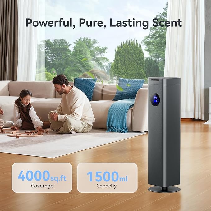 1500ml Scent Air Machine for Home, 4000 sq. ft Coverage Waterless Diffuser Essential Oil Diffuser Hotel Scent Diffuser Cold Air Nebulizer for Large Room Hotel Office (Titanium Gray)