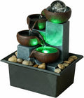 Small Indoor Water Fountain, Zen Meditation Waterfall Feature with Automatic Pump & Natural River Rocks, Tabletop Waterfall Fountain for Office Living Room Bedroom, 7.48” Tall