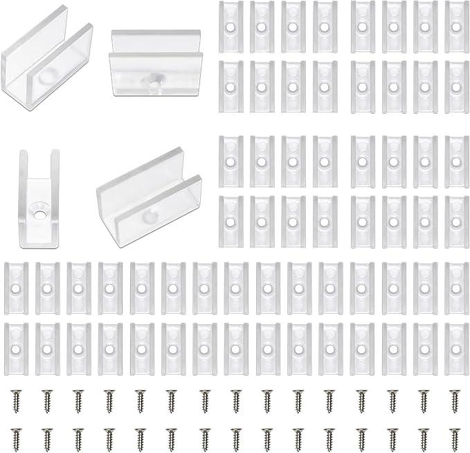 Neon Rope Light Mounting Brackets, 100PCS Neon Lights Install Fixing Clips Accessories for 6x12mm LED Neon Flexible Strip Lighting, Neon Signs DIY(100 Screws, 100 Clips)