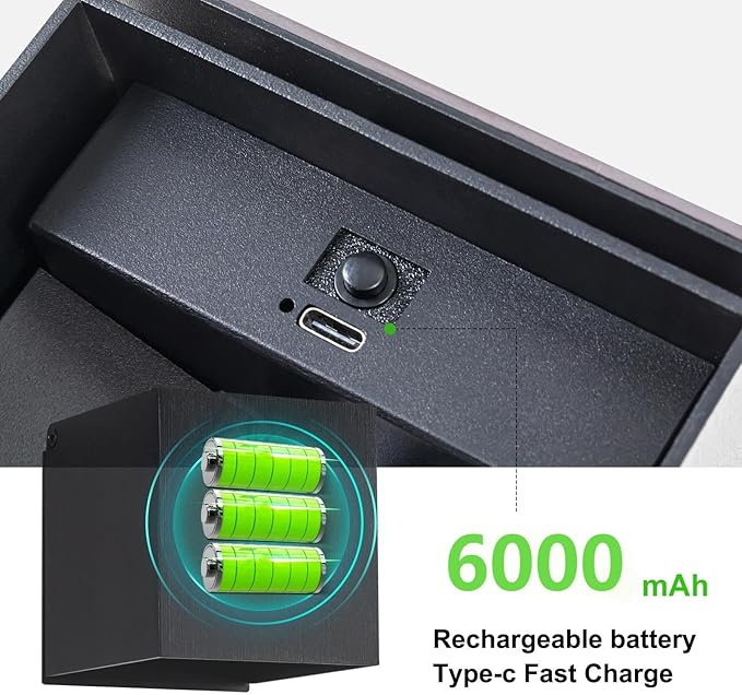 Battery Operated Wall Sconce Set of 2, Motion Sensor Light Indoor, 6000mAh Wall Lights Rechargeable, Cordless LED Energy Saving Night Light for Hallway Stairway Porch, Black