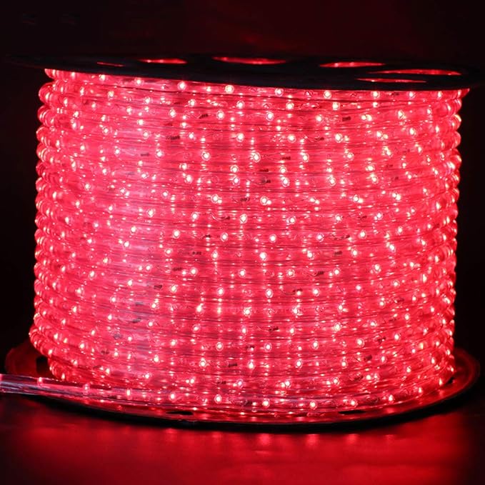 7/16" Rope Light Outdoor, 2-Wire Waterproof LED Rope Light Kit,110V-120V PVC 30 LED/M Tube Lights Strip for Background, Outdoor, Christmas, Home Decoration (23ft/7m, Red)