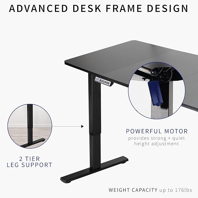 VIVO Electric 71 x 30 in Standing Desk, Memory Height Adjustment, 1B Series, Holds 220 lbs, White Top Black Frame, DESK-KIT-1B7W