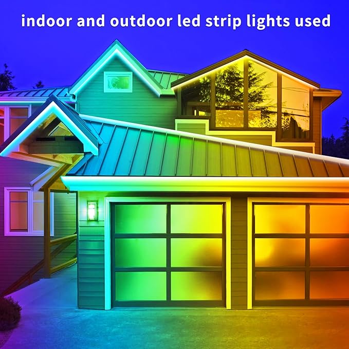 200ft Outdoor LED Strip Lights Waterproof,IP68 Outside Led Light Strips Waterproof with APP/Remote Control,Music Sync RGB Exterior Led Rope Lights for Bedroom roof Garden Staircase Parties