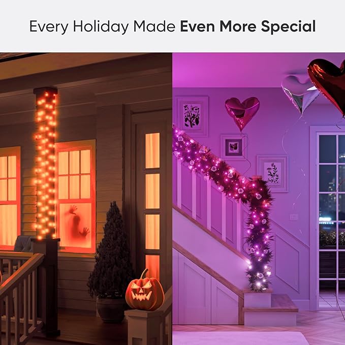 Nanoleaf Smart String Lights, 300 LED RGBW Indoor Christmas Lights, Matter Bluetooth & WiFi Multicolor LED Lights, App & Voice Control, Works with Apple Home, Google Home