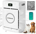 Smart Pet Hair Air Purifier For Home Large Room 2500 Sq Ft, True H13 HEPA Filter, Actively Sucks Up Dander Odor Smoke, Washable Mesh, WiFi App Control, White