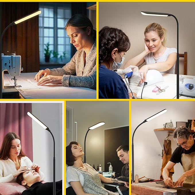 LED Floor Lamp, 18W Super Bright Floor Lamp for Living Room, Adjustable Stepless Colors & Brightness Standing Lamp, Eye Caring Reading Light with Remote