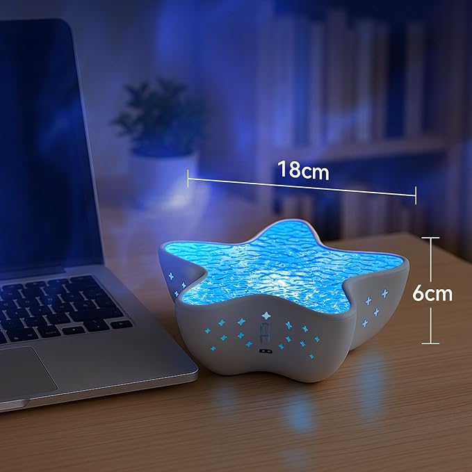 Starfish Northern Lights Projector, 7 Color Modes 3D Ocean Wave Night Light, Water Ripple Star Projector for Bedroom, Aesthetic Room Decor, Unique Birthday Gifts for Women Kids Teen Girls