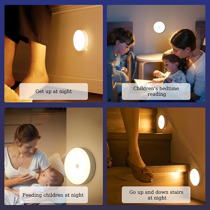 Night Light with Smart Sensor Dusk to Dawn Sensor LED Warm White Ambient Lighting Bedroom Bathroom Nursery Hallway Kitchen Stairs 3 Packs