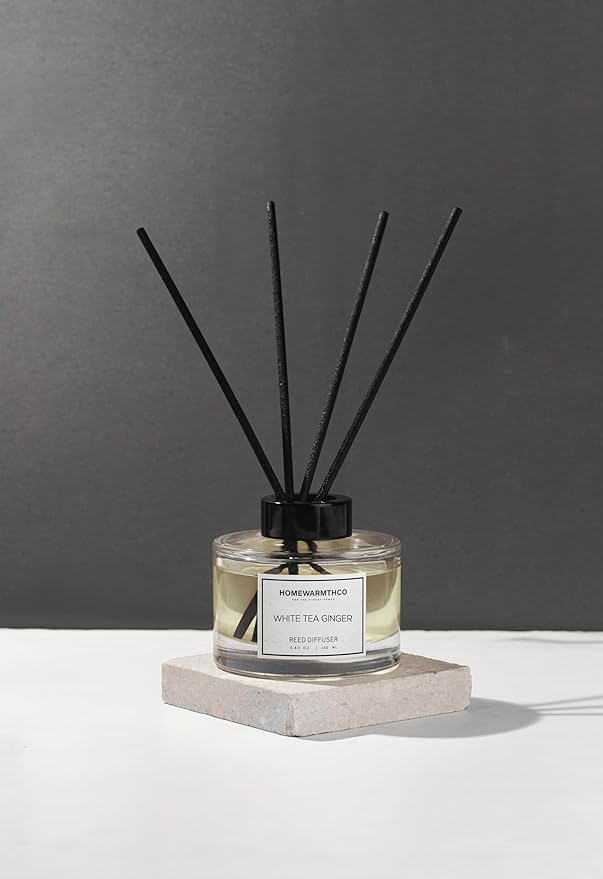 White Tea Reed Diffuser Set (5.63 oz) - Luxury Fragrance Stick Reed Diffusers for Kichen, Home, Office & Bathroom Shelf Decor, Long-Lasting Scent Sticks Diffuser with Non-Toxic Oils, Idea