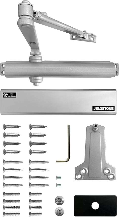 Heavy Duty, Commercial Door Closer D8000DA, ANSI Grade 1, UL 3 Hour Fire Rated, ADA Compliant, Delayed Action, Adjustable Spring Size 1-6 for Doors(44-330LB/30-60 in), Indoor/Outdoor (Aluminum)