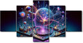 5 Panel Human Brain Artificial Intelligence Picture Wall Decor Neural Network Paintings Canvas Wall Art Framed Modern Home Decor for Living Room Posters and Prints 60" Wx32 H
