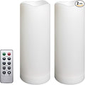 2 Pack Outdoor Flameless Pillar Candles with Remote and Timer Waterproof Battery Operated Electric LED Candle Set for Gift Home Décor Party Wedding Supplies Garden Christmas Decoration, 3” x 8”