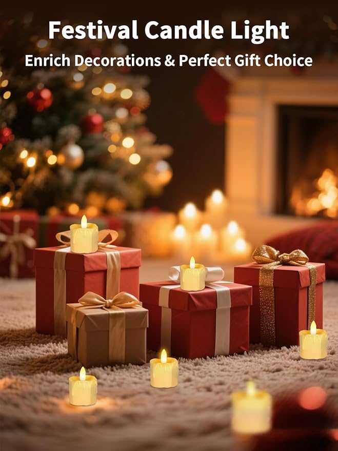 Rechargeable Flameless Tea Light Candles with Remote, 1.5"x2.2" Dripping Fake Electric Flickering Votive Candles for Anniversary Wedding Table Centerpiece Halloween Christmas Decor, Ivory White 6 pack